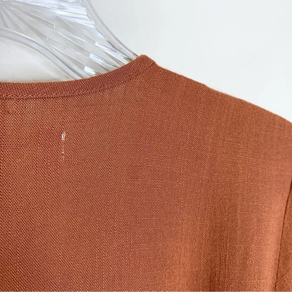 Christy Dawn The Augusta Midi Dress (Sz S) Short Puff Tie Sleeve Wrap Rust - Picture 16 of 16